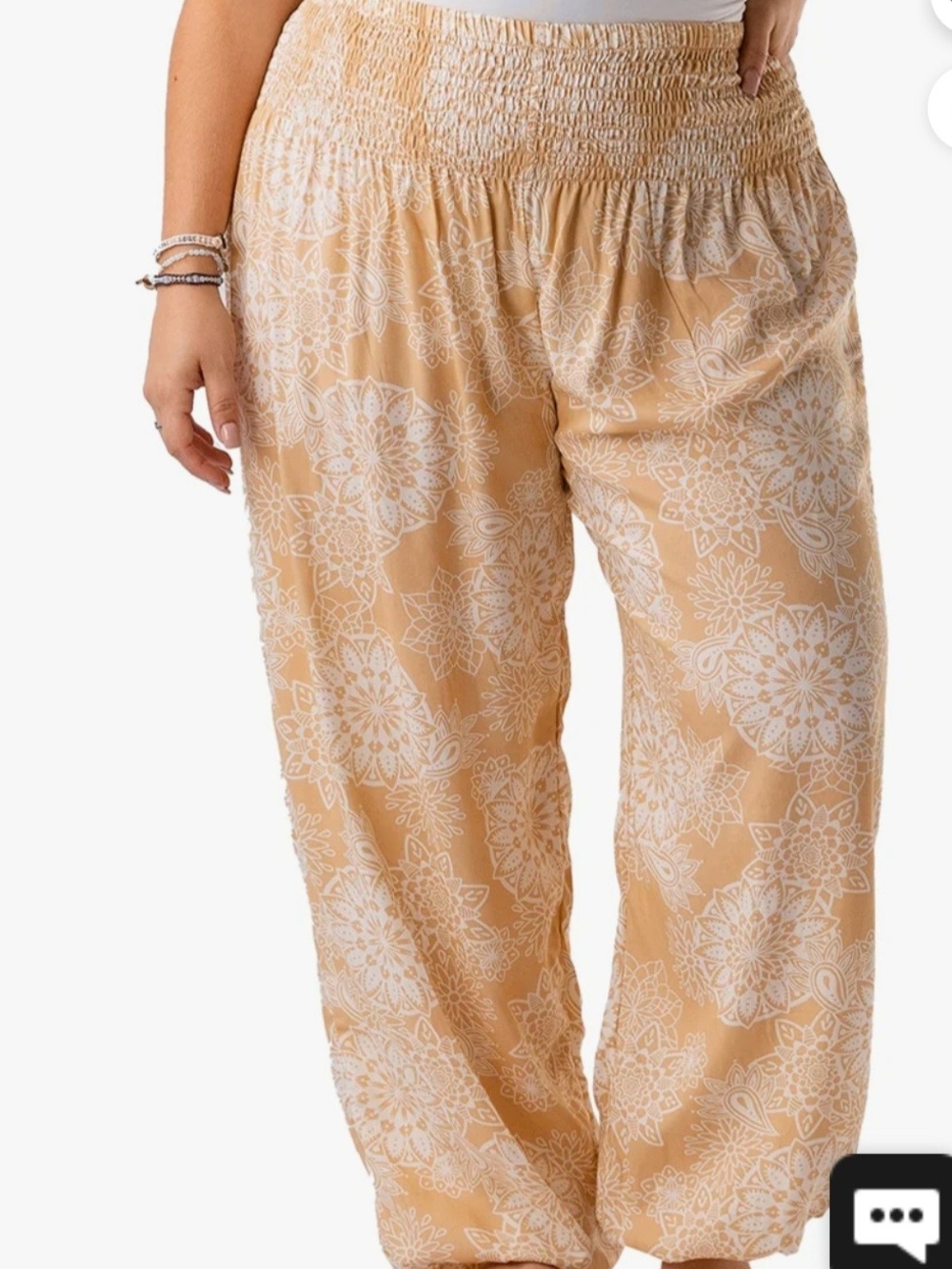*NWT* LOTUS AND LUNA Smocked-Waist Yellow Wide-Leg Pants
